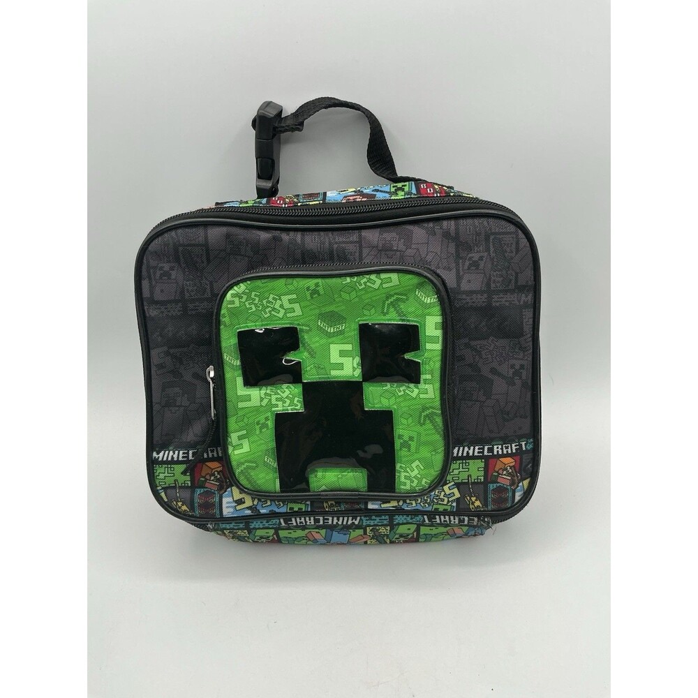 Minecraft Creeper Insulated Lunch Bag Kids Soft Cooler Zip Carry Case